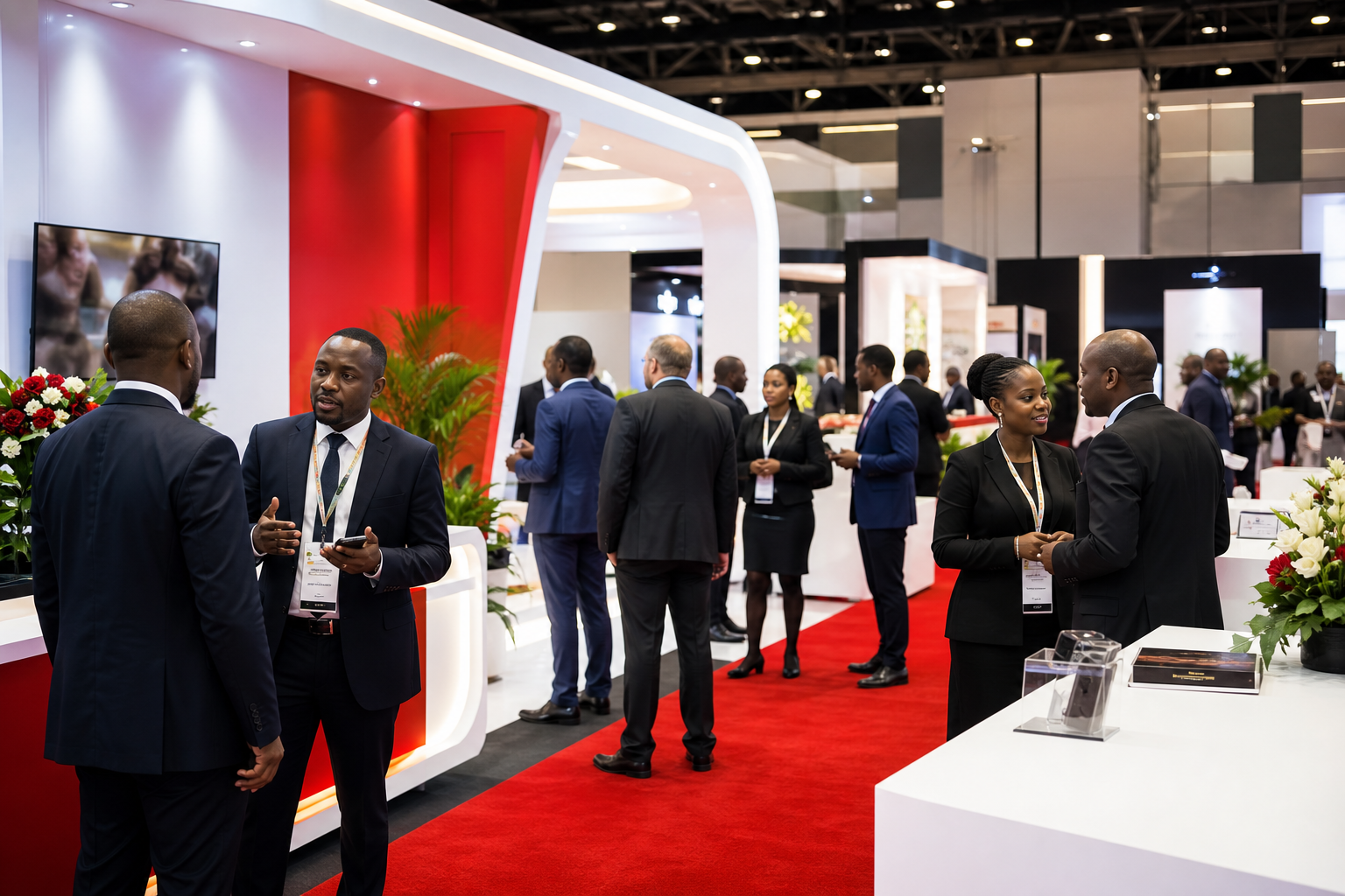Premium trade show exhibition with business delegates networking